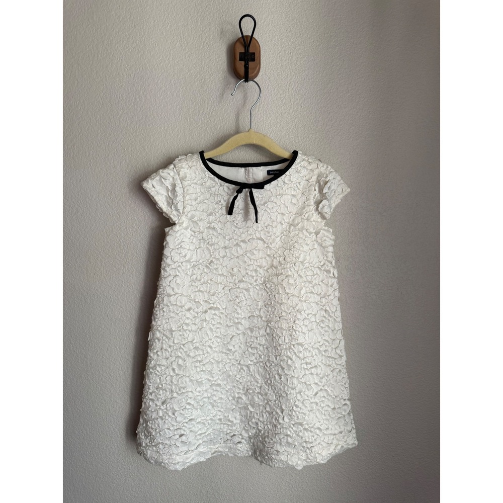 babyGap Rosette Dress Kids 5 Years White Excellent 3D Floral Special Occasion‎